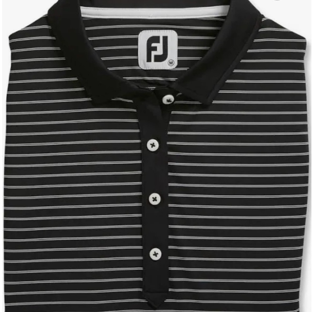 FootJoy Women’s Black and White Sleeveless Polo Shirt Performance Stripes